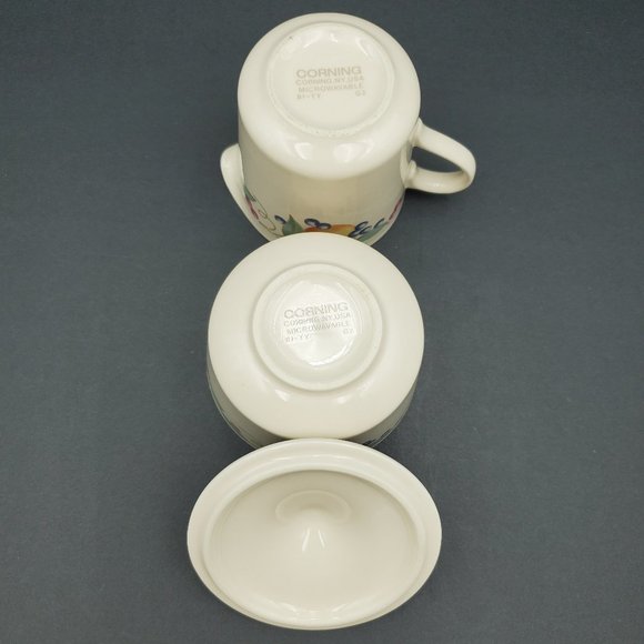 Corning Abundance Creamer Sugar Bowl Corelle Fruit Pattern Cream Sugar Set - Picture 9 of 9